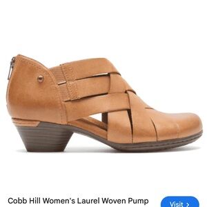 Cobb Hill Laurel Woven Tan Leather ankle booties women size 8